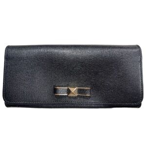 Furla Chantilly Bow Front XL Bifold Wallet Black Leather